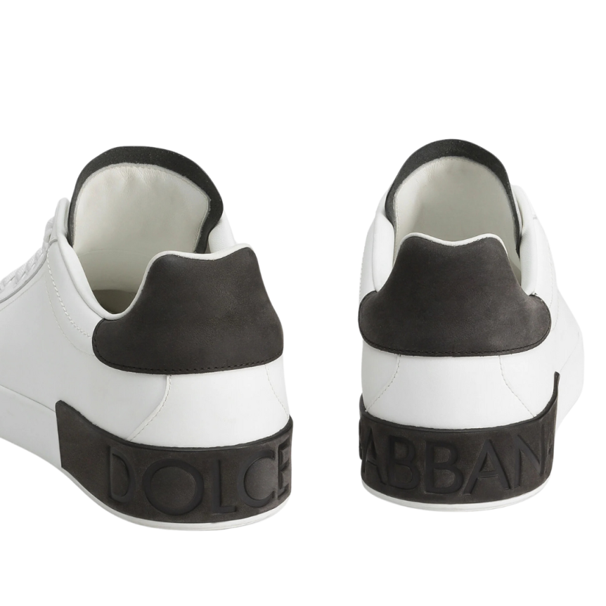 Baskets DOLCE & GABBANA Portofino Light cuir veau blanc talon DG noir