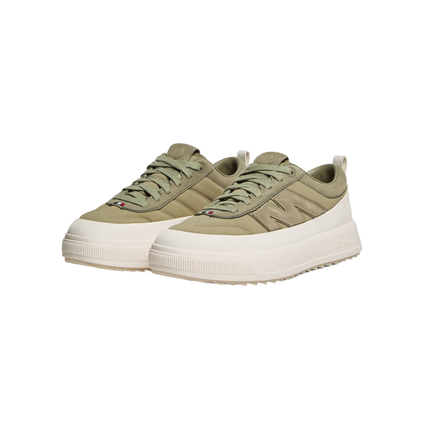 Sneaker MONCLER Altive nubuck daim kaki semelle oversize écru