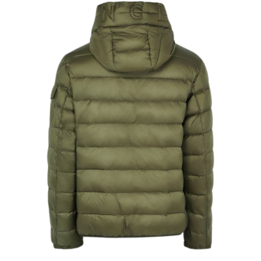 Doudoune courte à capuche MONCLER Najan nylon kaki logo embossé