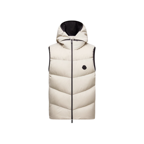 Doudoune sans manche gilet MONCLER Guersac nylon gris glacier capuche amovible