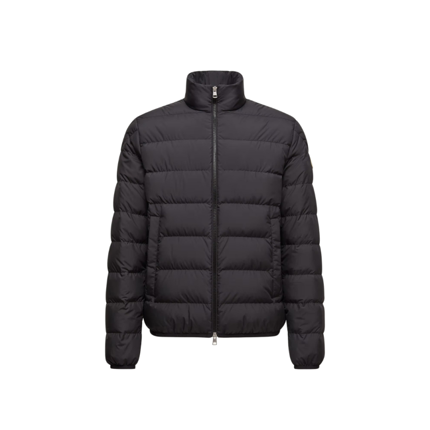 Doudoune courte MONCLER Baudinet col montant nylon noir mat