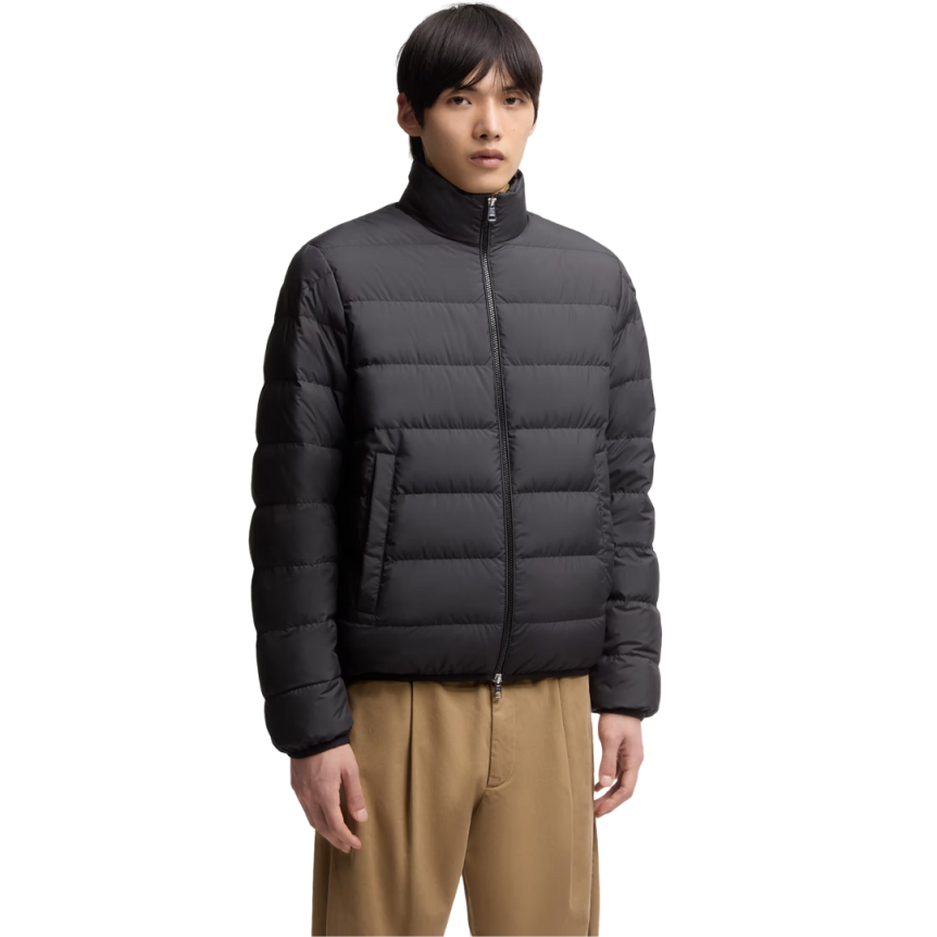 Doudoune courte MONCLER Baudinet col montant nylon noir mat