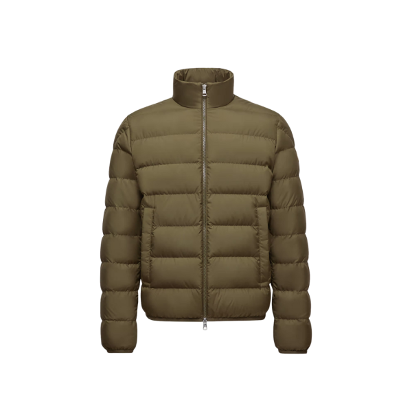Doudoune courte MONCLER Baudinet col montant nylon vert olive mat