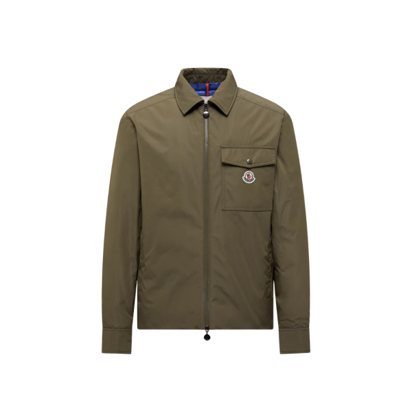 Surchemise MONCLER Vigeon veste col zippée nylon kaki intérieur bleu