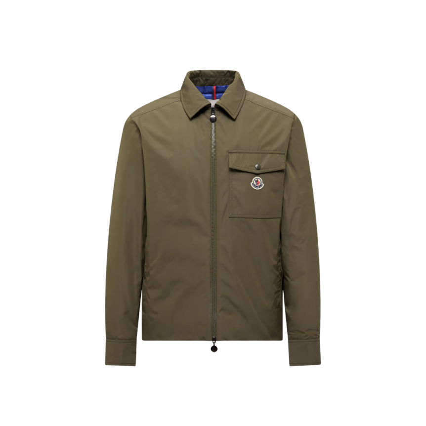 Surchemise MONCLER Vigeon veste col zippée nylon kaki intérieur bleu