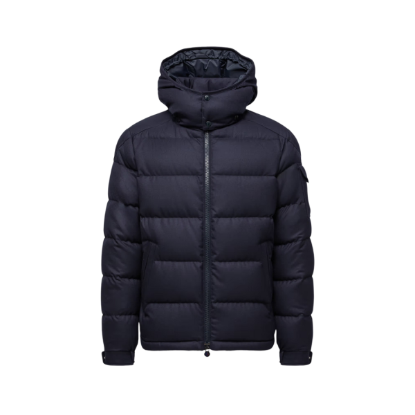 Doudoune MONCLER Montgenevre capuche laine vierge flanelle bleu marine