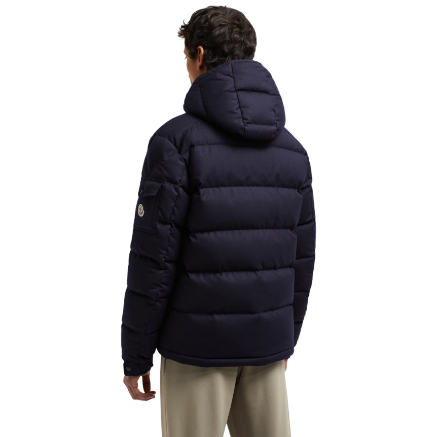 Doudoune MONCLER Montgenevre capuche laine vierge flanelle bleu marine