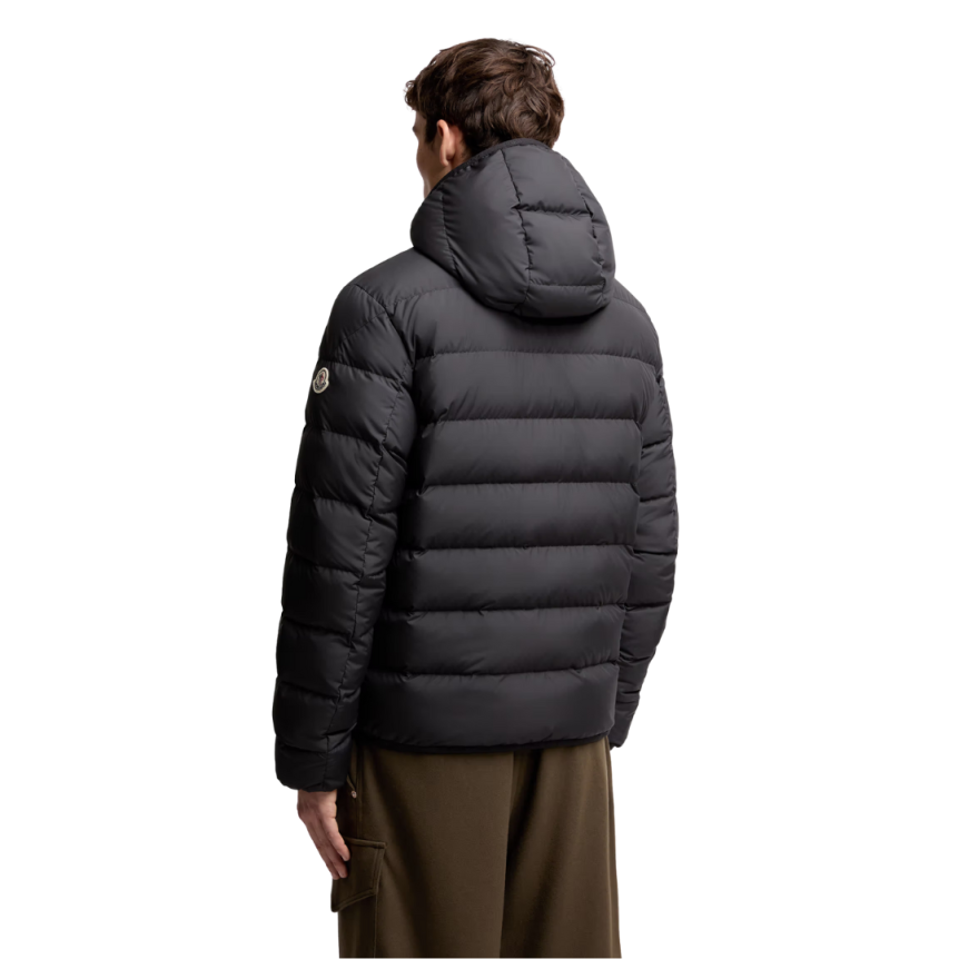 Doudoune courte MONCLER Montbrocq nylon noir mat capuche amovible