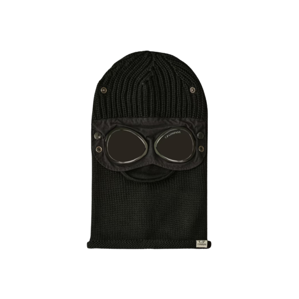 Cagoule CP COMPANY laine mérinos noir lunettes