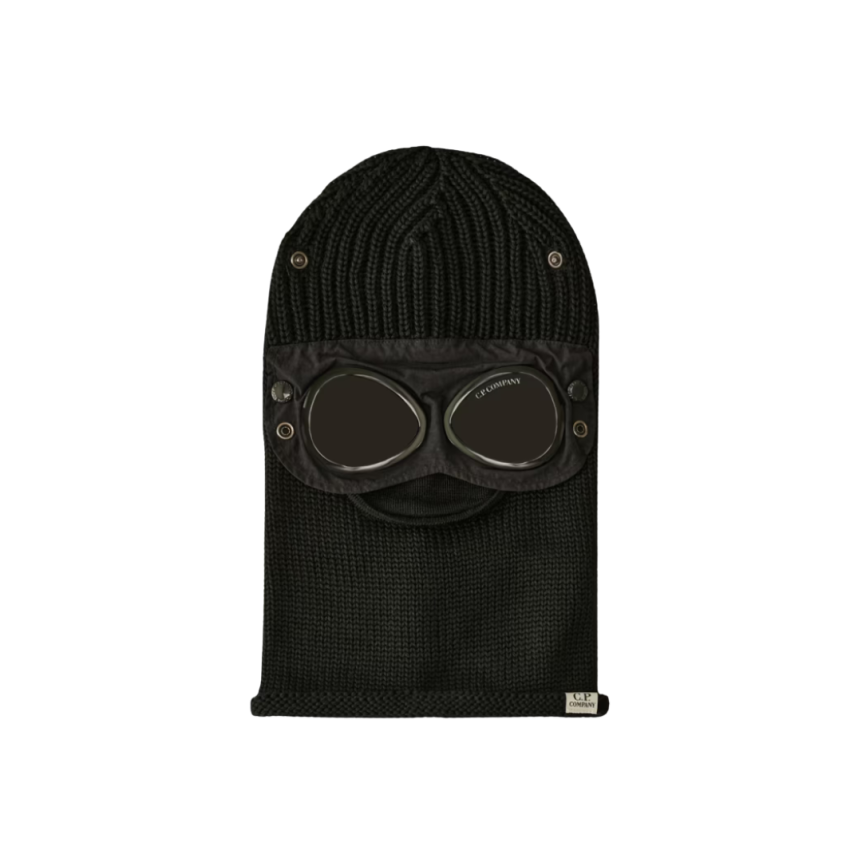 Cagoule CP COMPANY laine mérinos noir lunettes