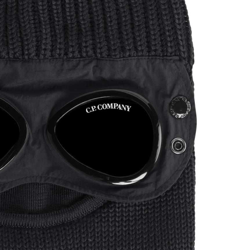 Cagoule CP COMPANY laine mérinos noir lunettes