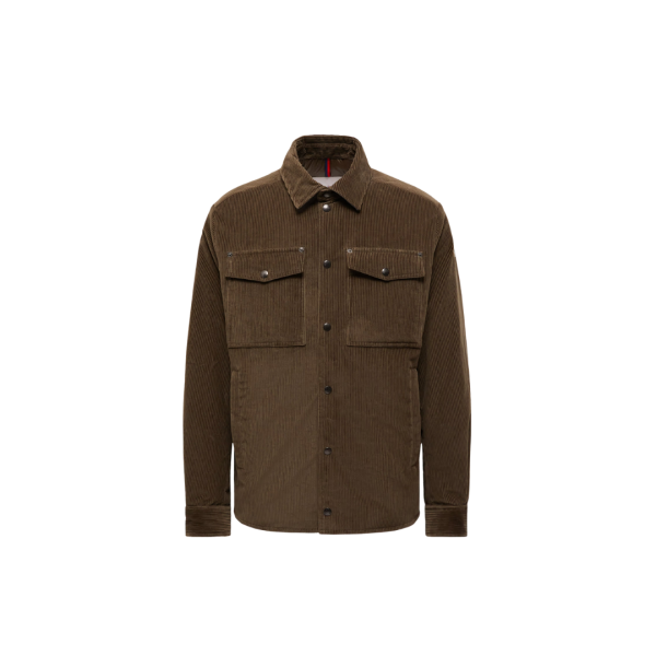 Veste chemise matelassée MONCLER Ambroisie coton velours côtelé kaki