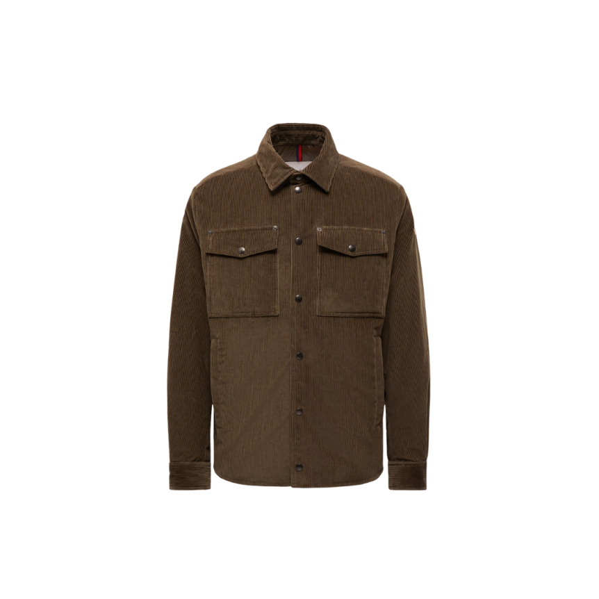 Veste chemise matelassée MONCLER Ambroisie coton velours côtelé kaki