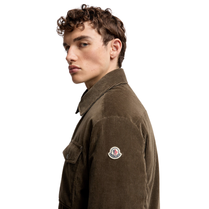 Veste chemise matelassée MONCLER Ambroisie coton velours côtelé kaki