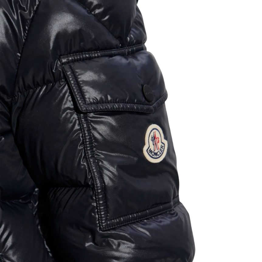 Doudoune courte MONCLER Petra nylon super laqué noir