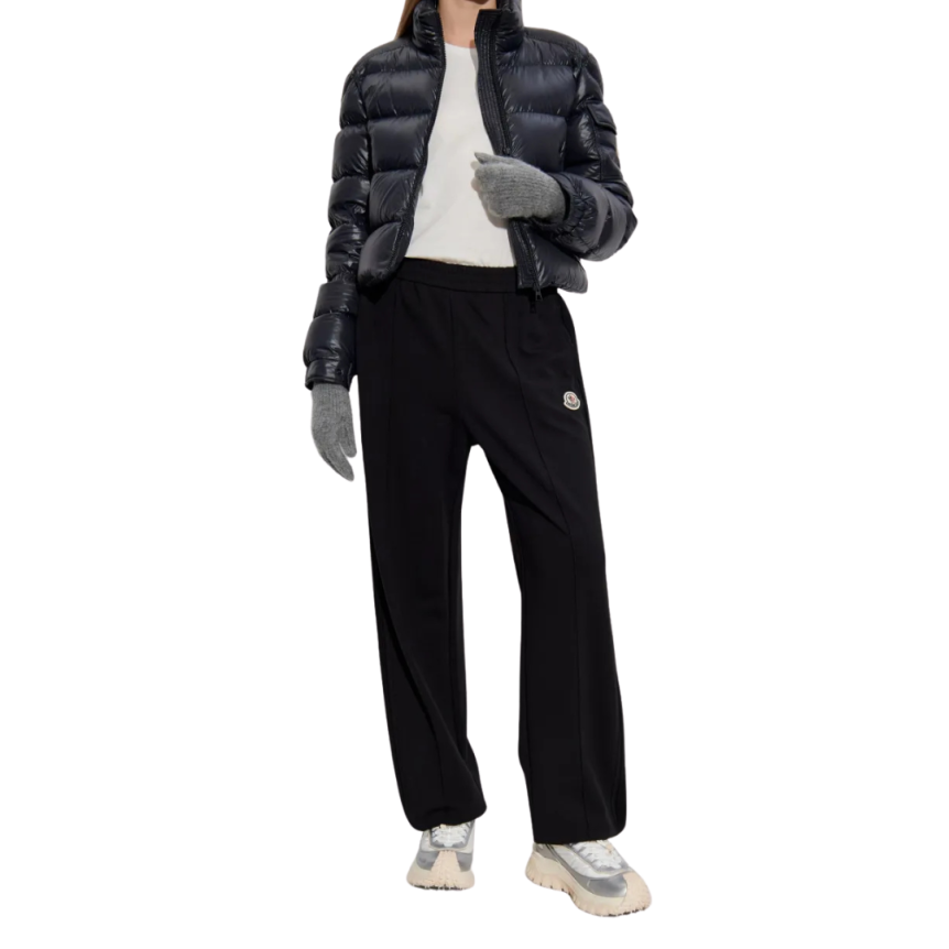 Doudoune courte MONCLER Petra nylon super laqué noir