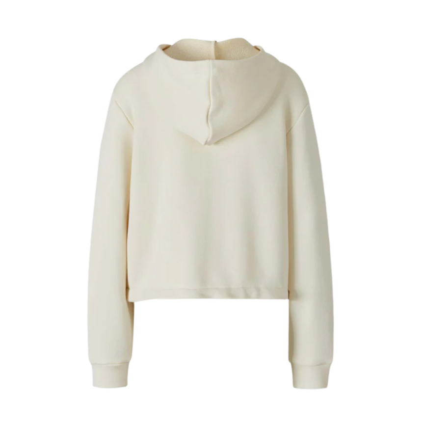 Sweat à capuche zippé MONCLER cardigan coton écru poche maille