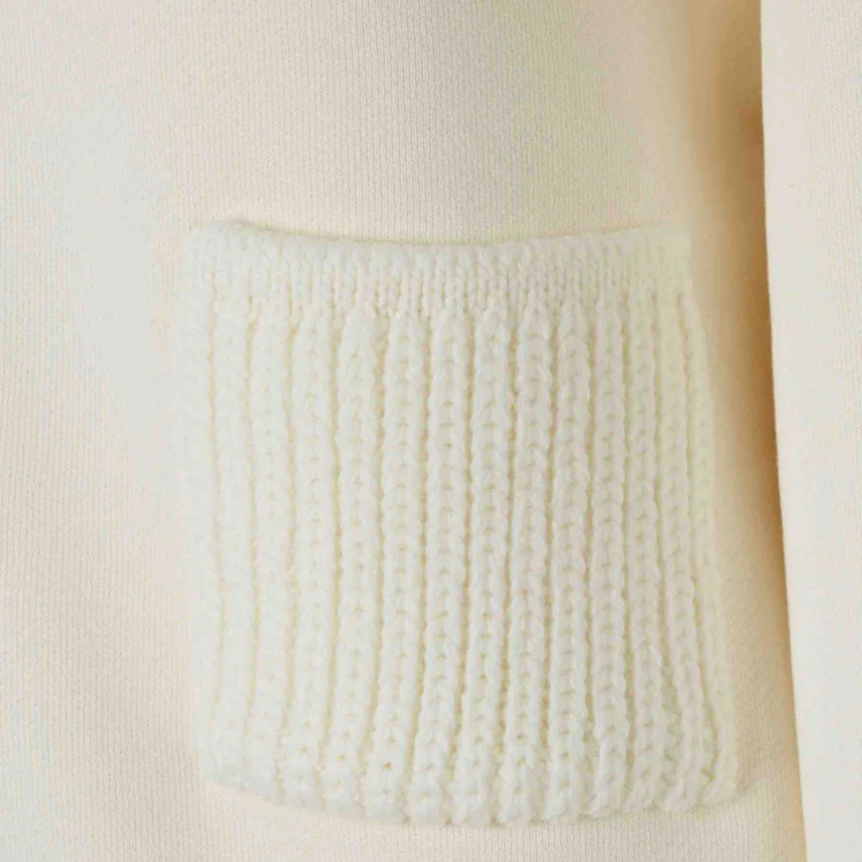 Sweat à capuche zippé MONCLER cardigan coton écru poche maille