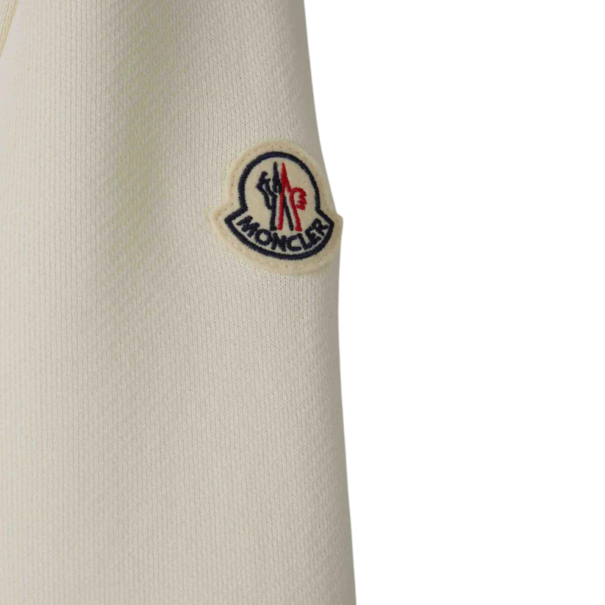 Sweat à capuche zippé MONCLER cardigan coton écru poche maille