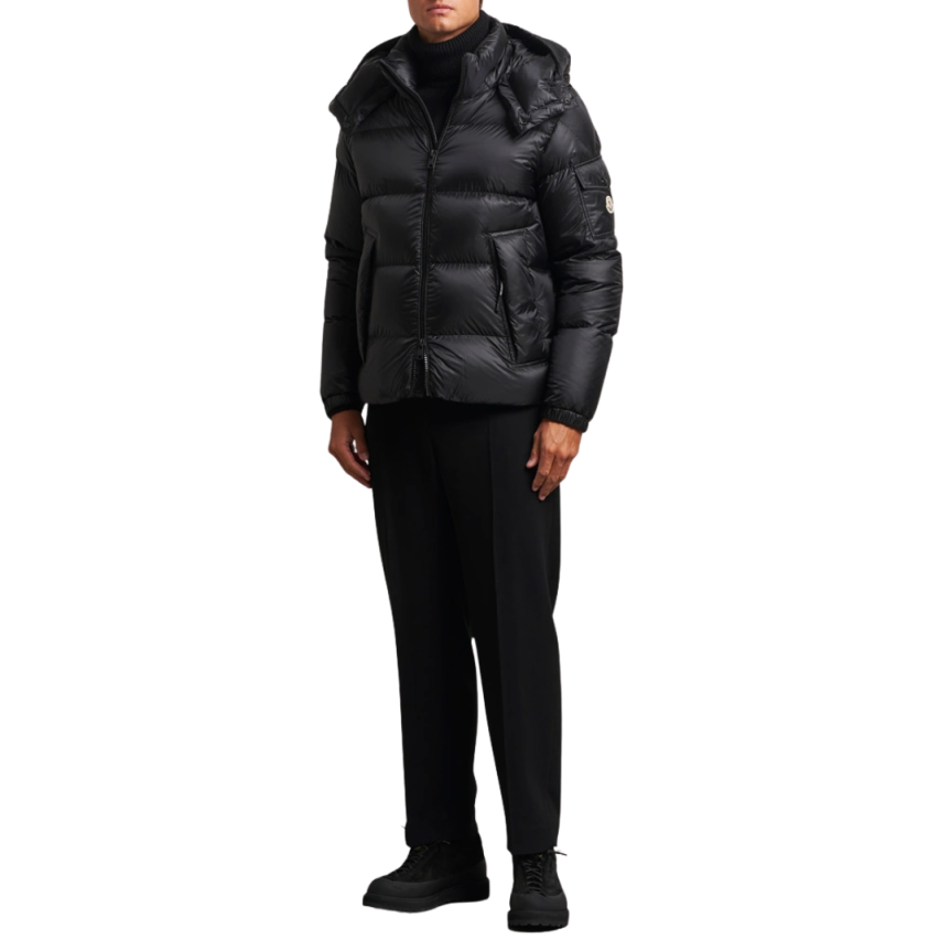 Doudoune courte à capuche MONCLER Couyere nylon noir mat