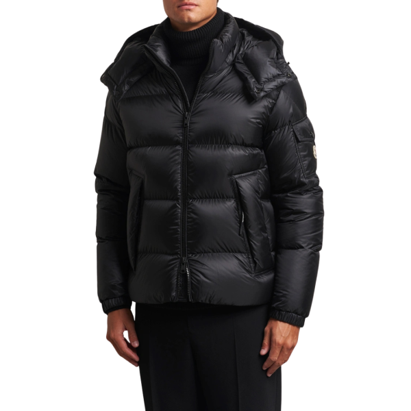 Doudoune courte à capuche MONCLER Couyere nylon noir mat