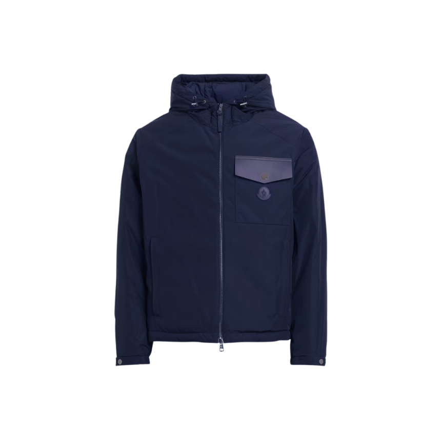 Doudoune à capuche MONCLER Nohedes nylon bleu marine poche cuir