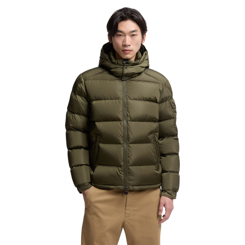 Doudoune courte capuche MONCLER Maya Matte nylon vert olive