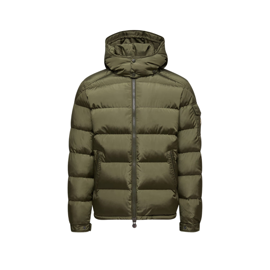 Doudoune courte capuche MONCLER Maya Matte nylon vert olive