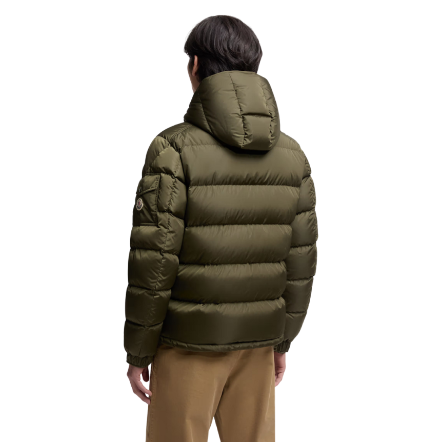 Doudoune courte capuche MONCLER Maya Matte nylon vert olive