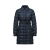 Doudoune longue manteau ceinture Gresillon nylon matelassé carré bleu marine