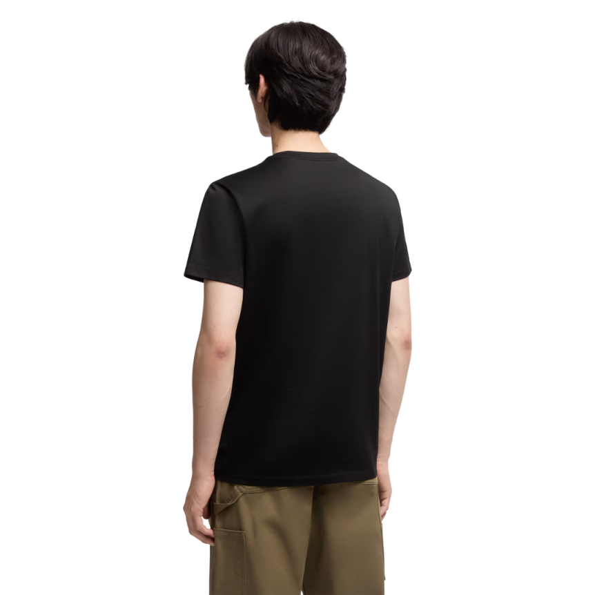 T-shirt col rond MONCLER coton noir empiècement double logo