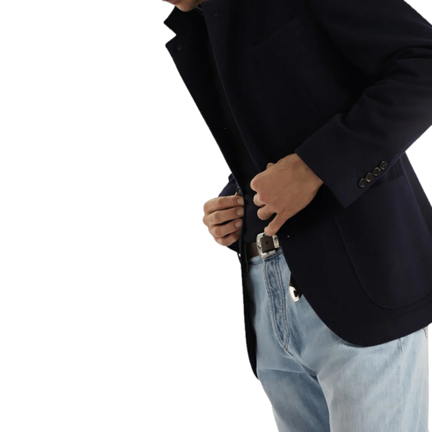 Veste col montant officier BRUNELLO CUCINELLI cachemire bleu marine