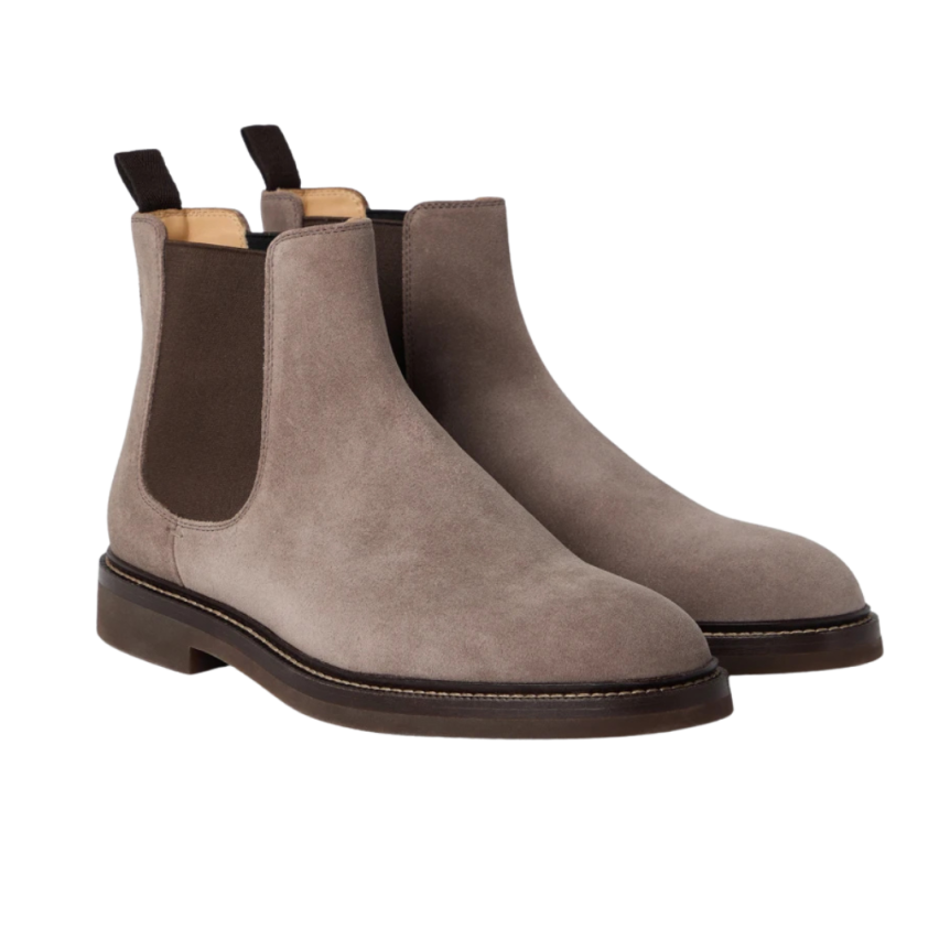 Bottine BRUNELLO CUCINELLI Chelsea cuir daim marron clair