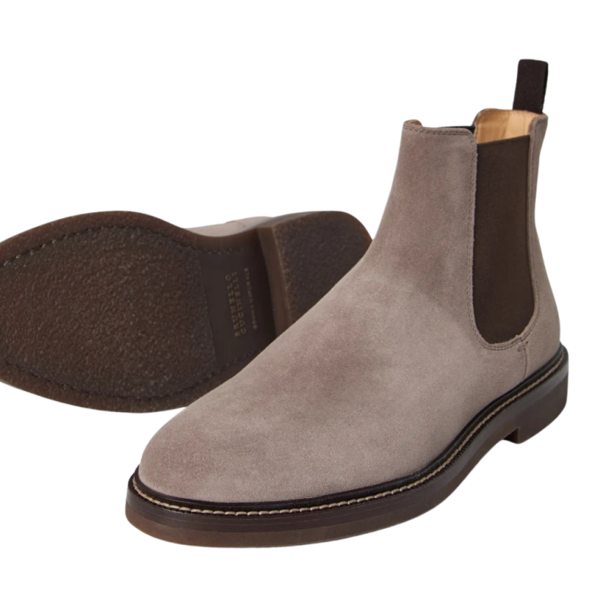 Bottine BRUNELLO CUCINELLI Chelsea cuir daim marron clair