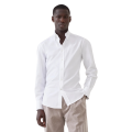 Chemise coupe slim sergé coton blanc col boutonné