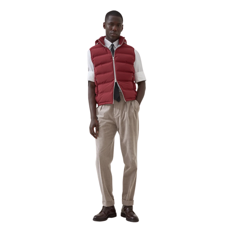 Chemise coupe slim BRUNELLO CUCINELLI sergé coton blanc col boutonné