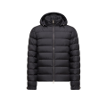 Doudoune courte à capuche Arneb nylon noir logo cuir