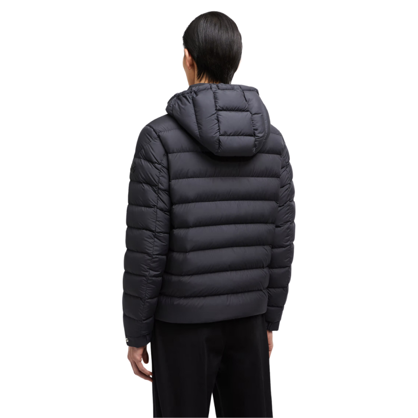 Doudoune courte à capuche MONCLER Arneb nylon noir logo cuir