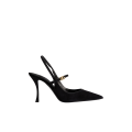 Escarpins à bride arrière daim cuir nappa noir logo DG doré