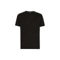 T-shirt col rond jersey coton noir étiquette logo col