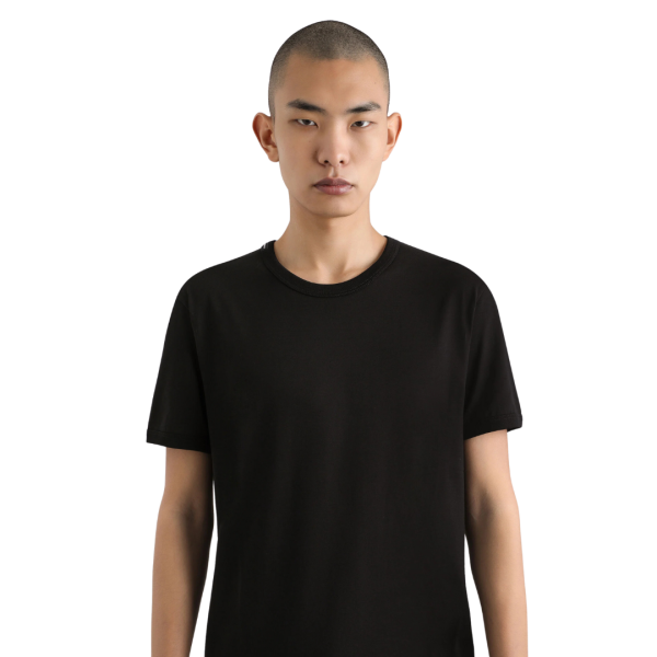 T-shirt col rond DOLCE & GABBANA jersey coton noir étiquette logo col