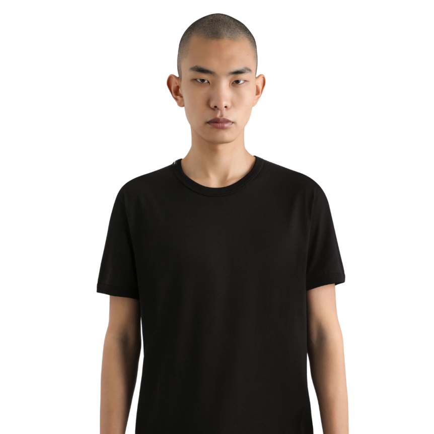 T-shirt col rond DOLCE & GABBANA jersey coton noir étiquette logo col