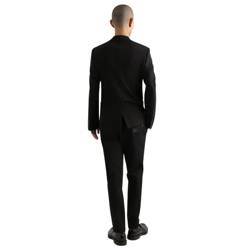 T-shirt col rond DOLCE & GABBANA jersey coton noir étiquette logo col