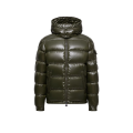 Doudoune courte à capuche Maya nylon laqué vert olive