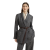 Veste à chevrons tweed laine vierge gris bleu ceinture cuir Monile