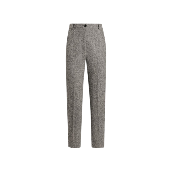 Pantalon cigarette DOLCE & GABBANA taille haute laine noir blanc moucheté