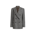 Veste croisée tweed laine mélangée  chevrons noir blanc