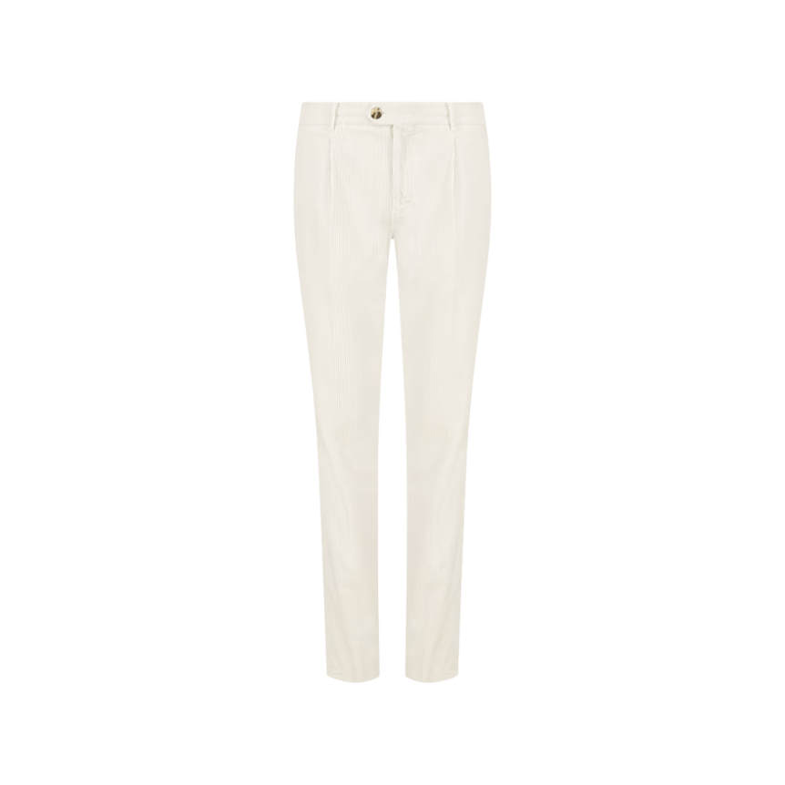 Pantalon à pinces BRUNELLO CUCINELLI coton velours côtelé écru
