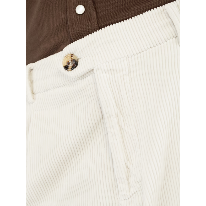 Pantalon à pinces BRUNELLO CUCINELLI coton velours côtelé écru