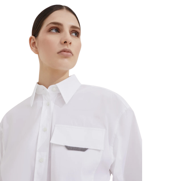 Chemise BRUNELLO CUCINELLI popeline coton extensible bouton nacre Monile